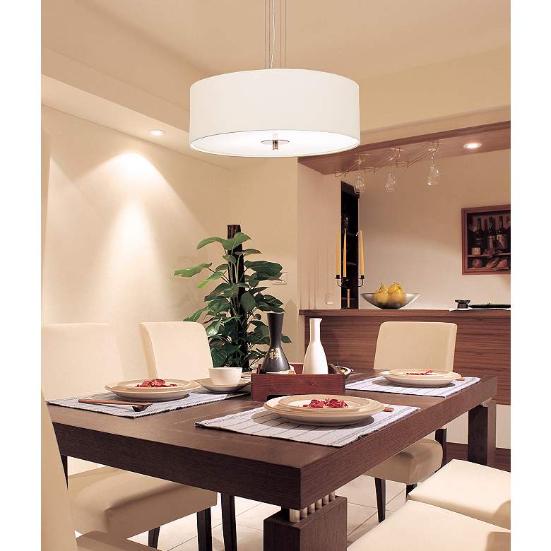 Image 1 Brushed Nickel 24"W Pendant Chandelier with Opaque Shade in scene
